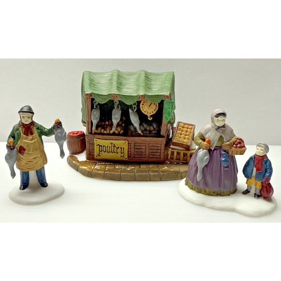 Vintage Set of 3 Dept 56 Heritage Village Series Accessory Poultry Market 55590 - Picture 1 of 15